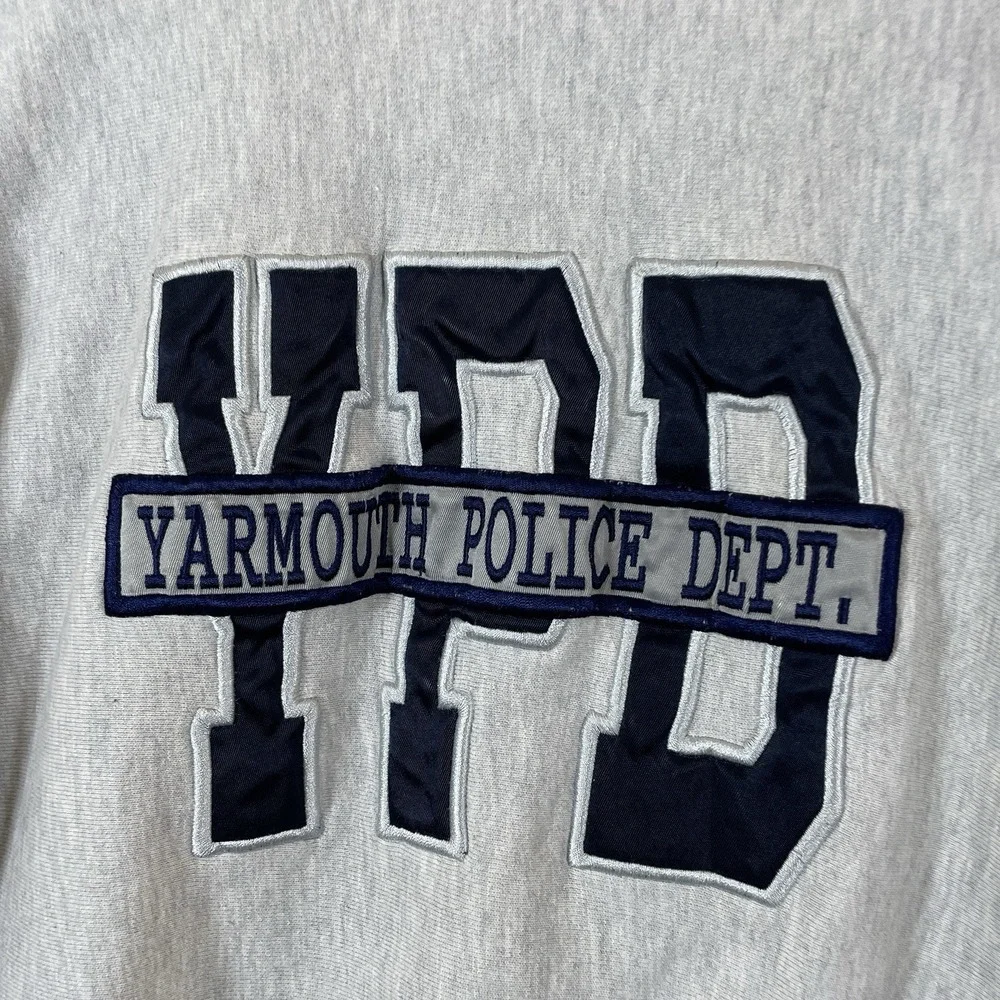 Vtg Reverse Weave Sweatshirt Mens Large Made in USA Police 90s Heather Gray